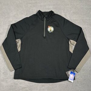 Boston Celtics 1/4 Zip Pullover Black Men XL NBA Performance Jacket Casual OTS